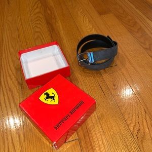 Ferrari Vintage Gray Leather Belt and Buckle